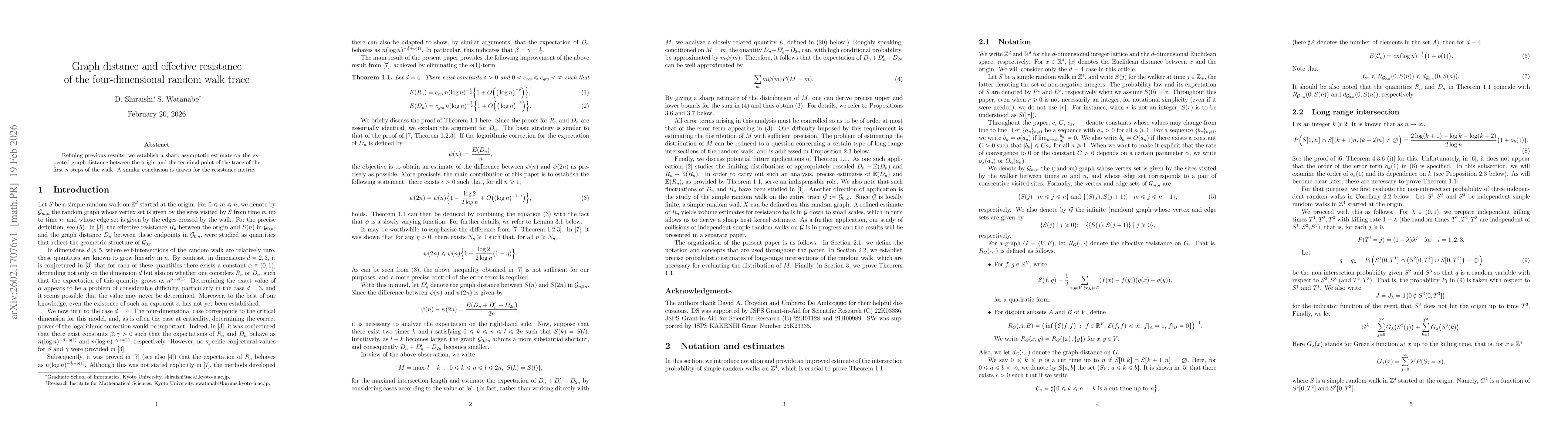 Thumbnail for Graph distance and effective resistance of the four-dimensional random walk trace