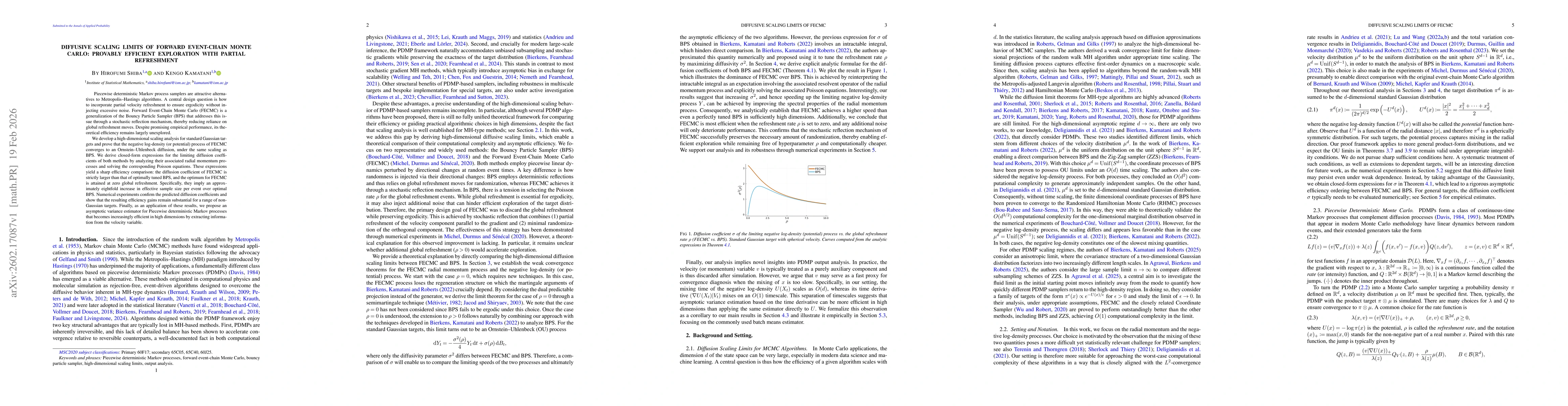 Thumbnail for Diffusive Scaling Limits of Forward Event-Chain Monte Carlo: Provably Efficient Exploration with Partial Refreshment