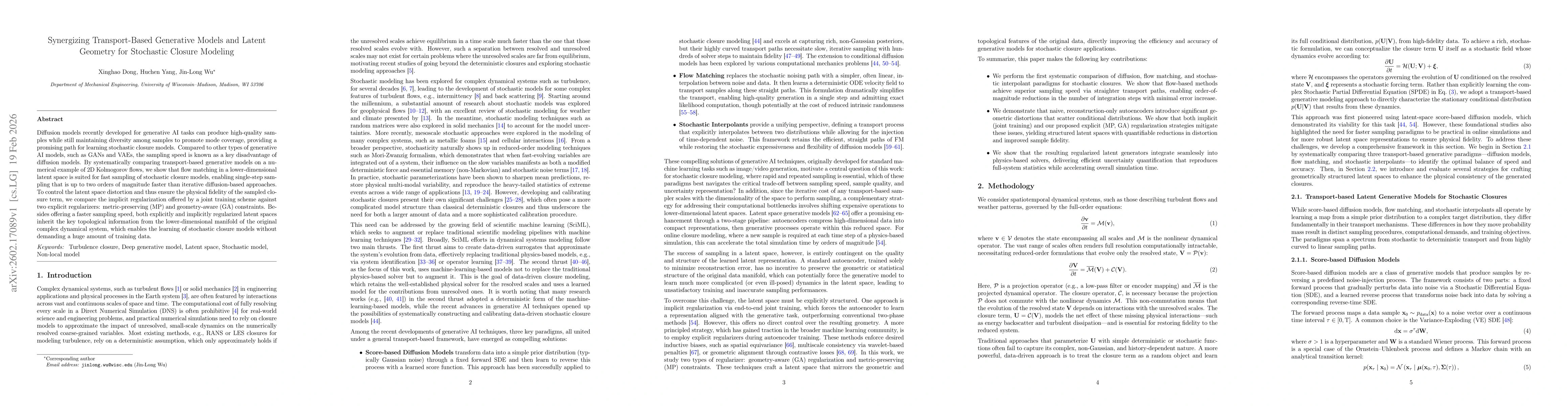 Thumbnail for Synergizing Transport-Based Generative Models and Latent Geometry for Stochastic Closure Modeling