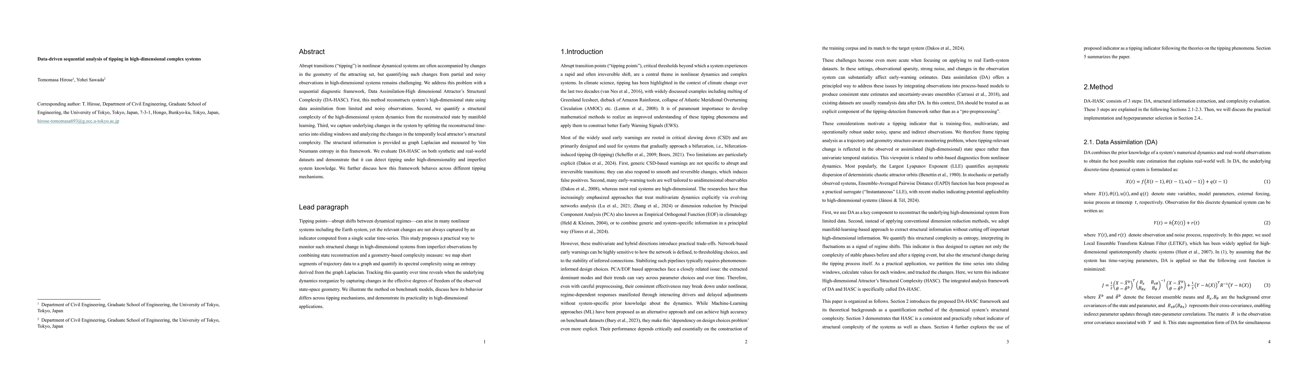 Thumbnail for Data-driven sequential analysis of tipping in high-dimensional complex systems