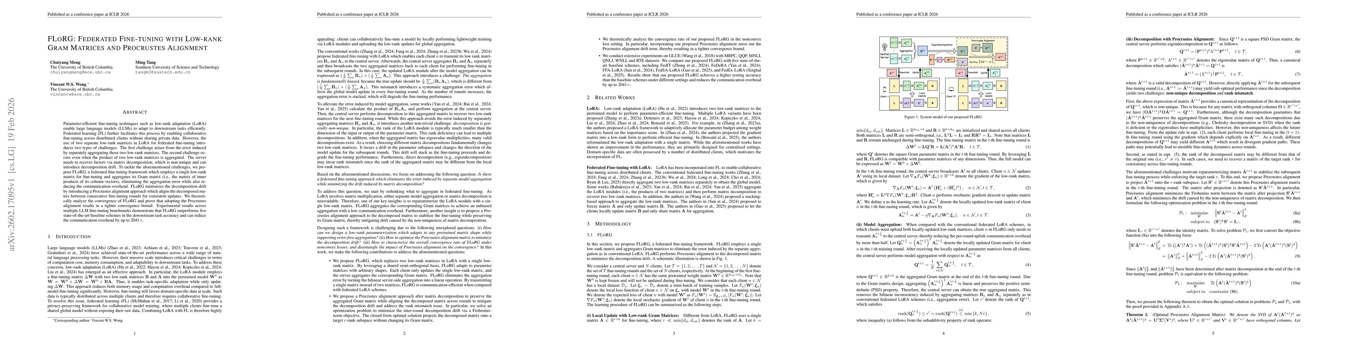 Thumbnail for FLoRG: Federated Fine-tuning with Low-rank Gram Matrices and Procrustes Alignment