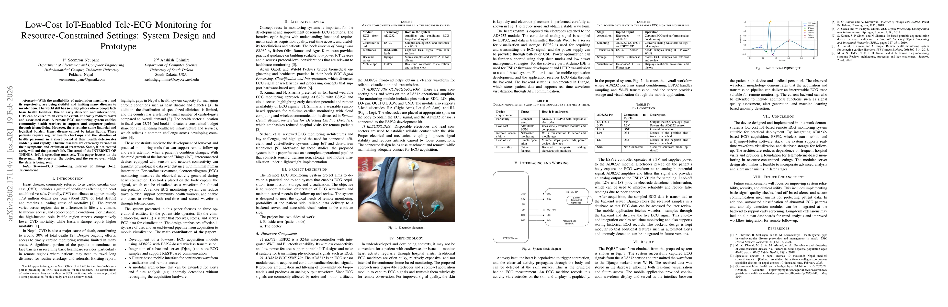 Thumbnail for Low-Cost IoT-Enabled Tele-ECG Monitoring for Resource-Constrained Settings: System Design and Prototype