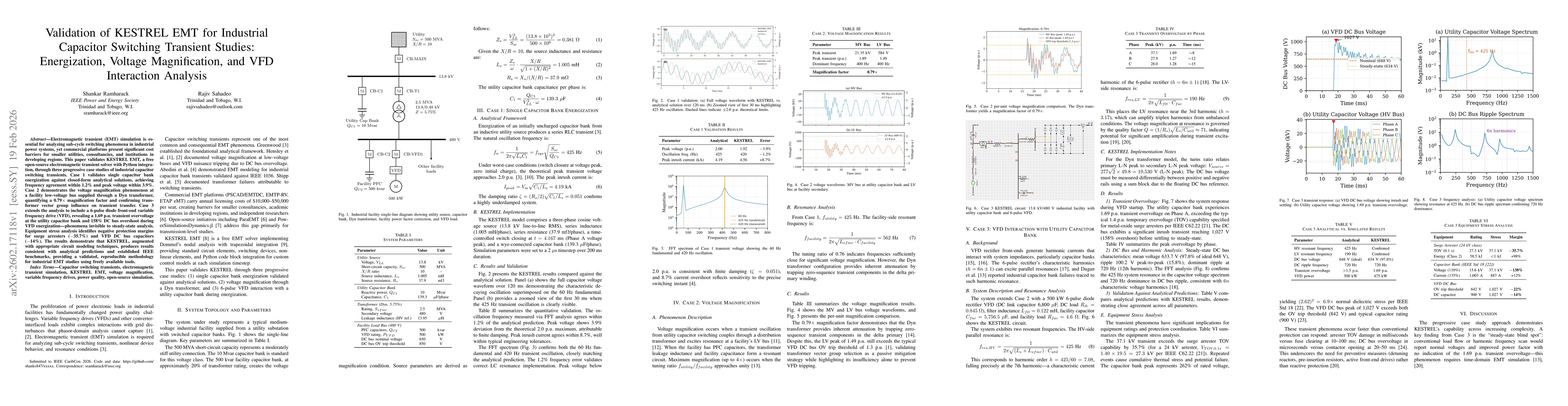 Thumbnail for Validation of KESTREL EMT for Industrial Capacitor Switching Transient Studies
