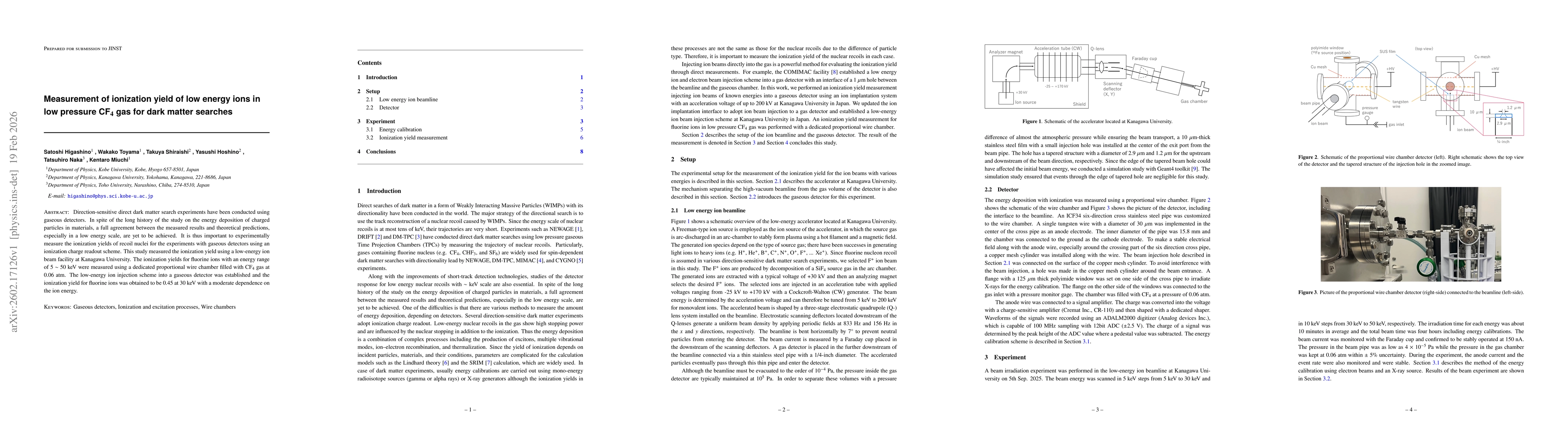 Thumbnail for Measurement of ionization yield of low energy ions in low pressure $\mathrm{CF}_{4}$ gas for dark matter searches