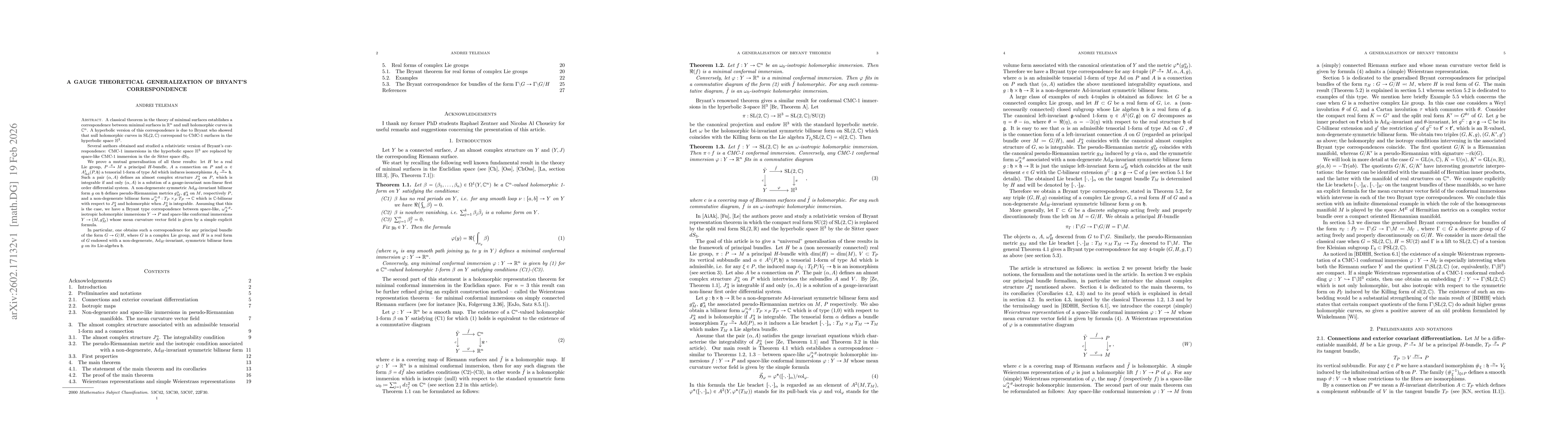 Thumbnail for A gauge theoretical generalization of Bryant's correspondence