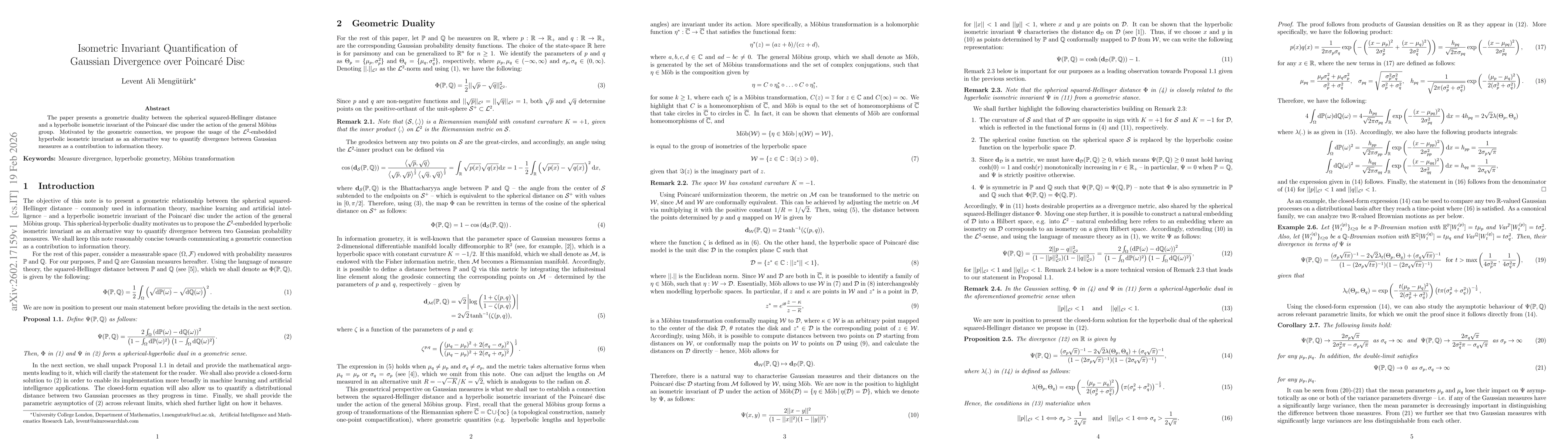 Thumbnail for Isometric Invariant Quantification of Gaussian Divergence over Poincare Disc