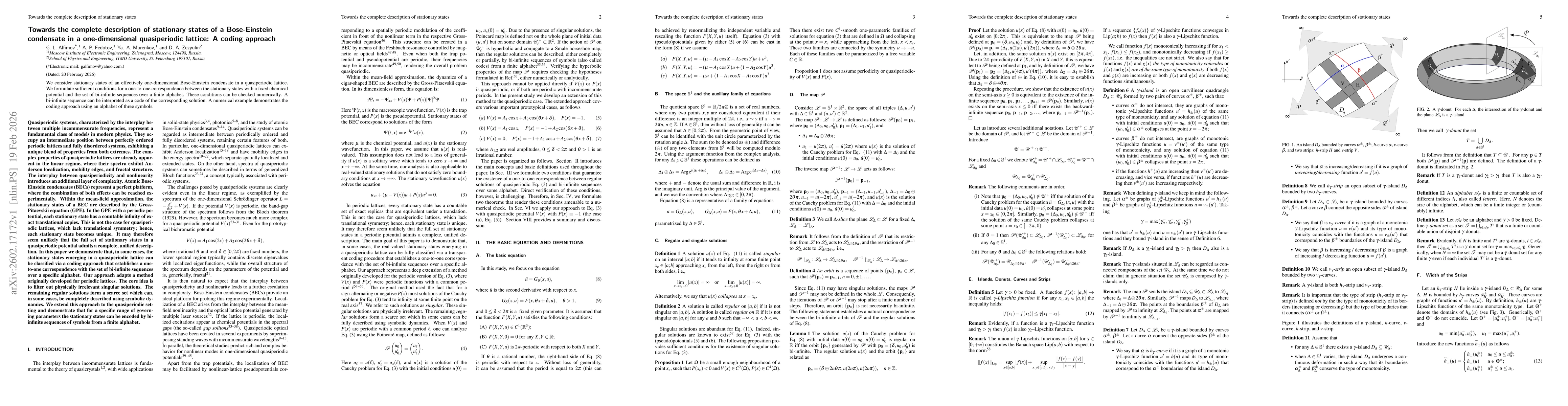 Thumbnail for Towards the complete description of stationary states of a Bose-Einstein condensate in a one-dimensional quasiperiodic lattice: A coding approach