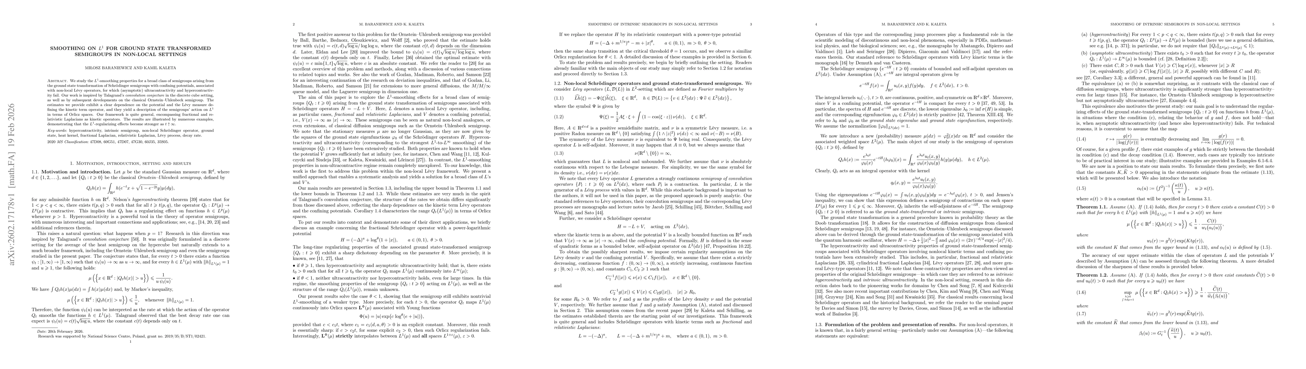 Thumbnail for Smoothing on $L^1$ for ground state transformed semigroups in non-local settings