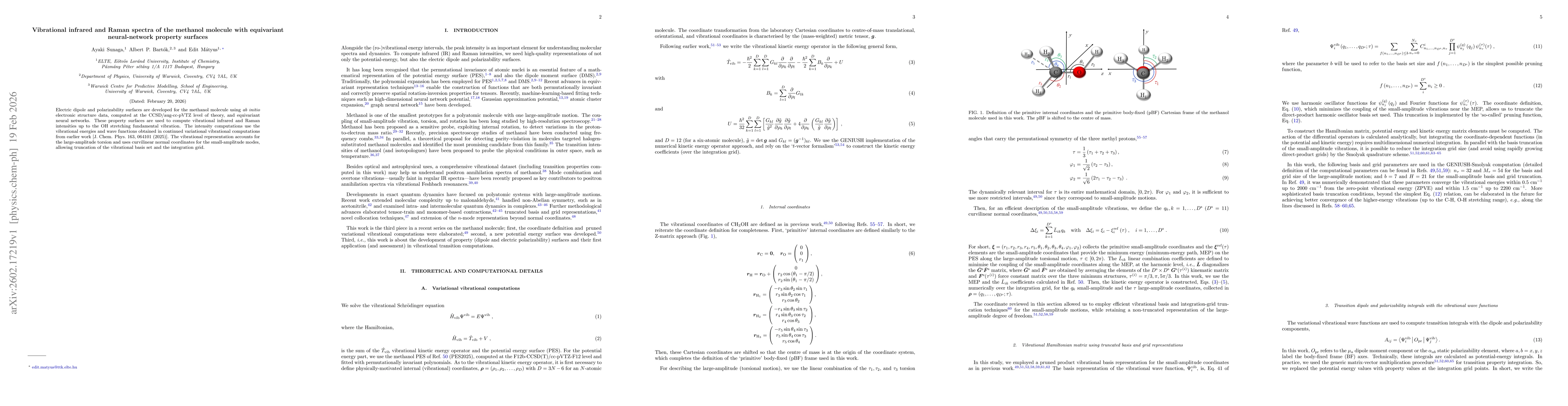 Thumbnail for Vibrational infrared and Raman spectra of the methanol molecule with equivariant neural-network property surfaces