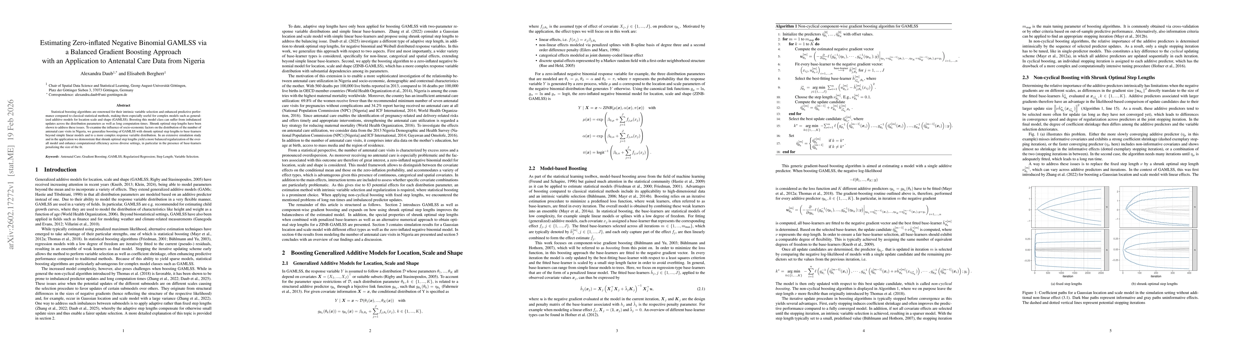 Thumbnail for Estimating Zero-inflated Negative Binomial GAMLSS via a Balanced Gradient Boosting Approach with an Application to Antenatal Care Data from Nigeria