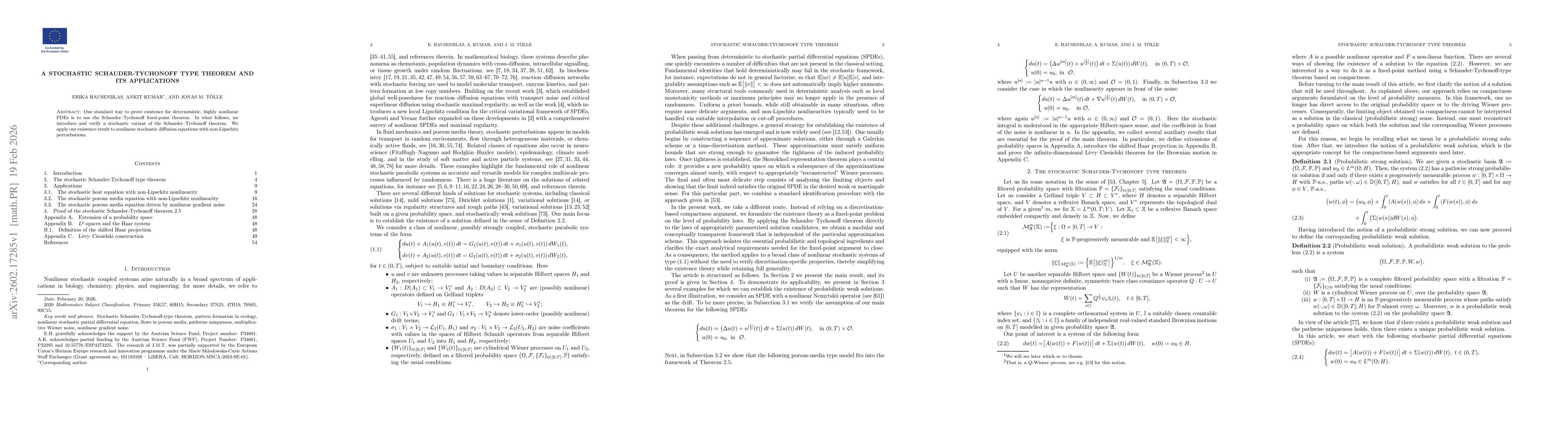 Thumbnail for A stochastic Schauder-Tychonoff type theorem and its applications