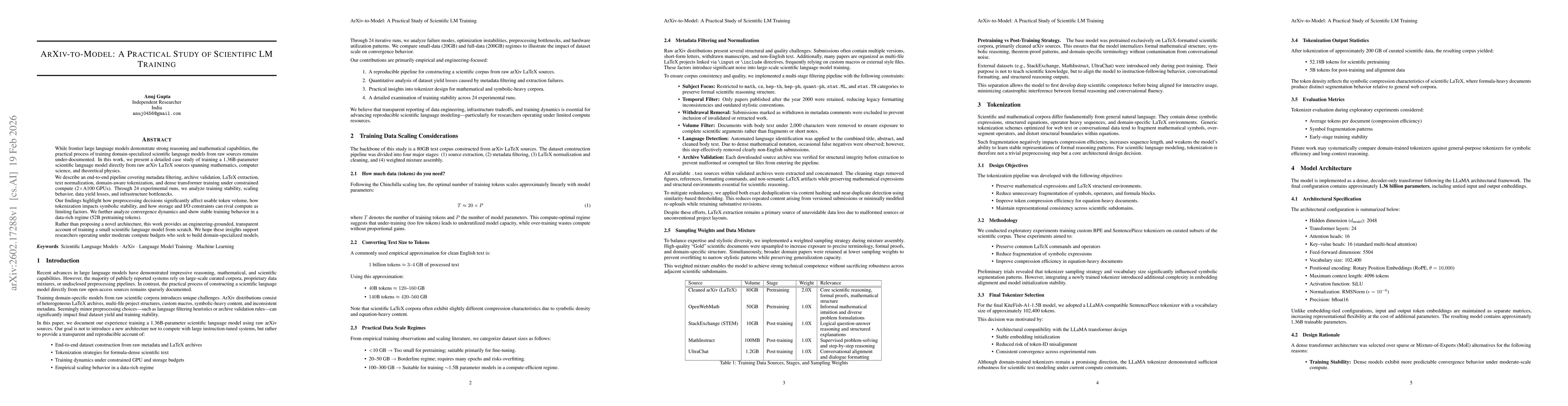 Thumbnail for ArXiv-to-Model: A Practical Study of Scientific LM Training