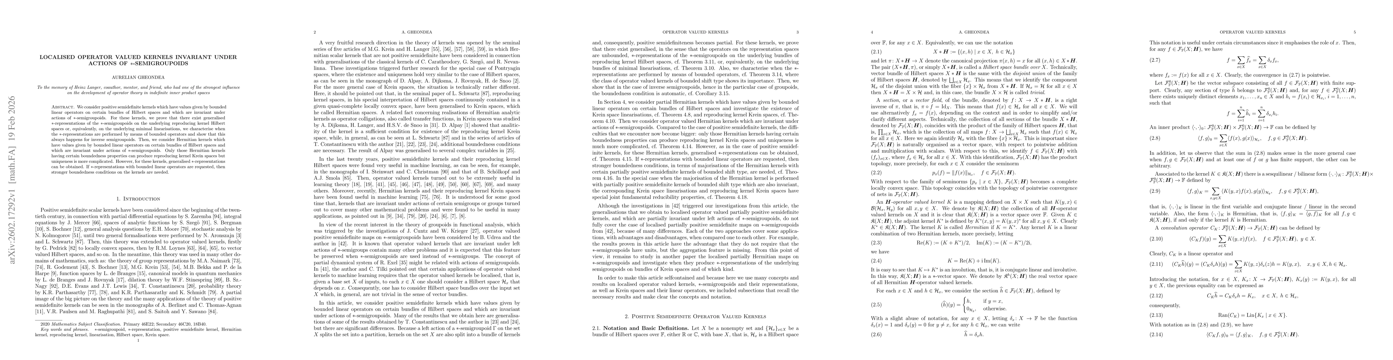 Thumbnail for Localised Operator Valued Kernels Invariant under Actions of $*$-Semigroupoids