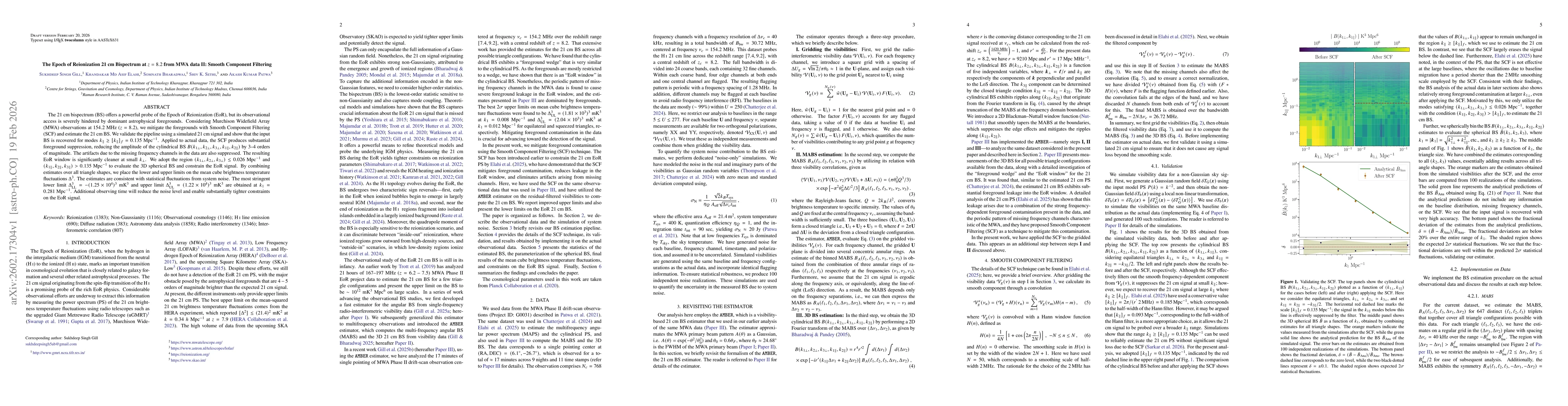 Thumbnail for The Epoch of Reionization 21 cm Bispectrum at $z=8.2$ from MWA data II: Smooth Component Filtering