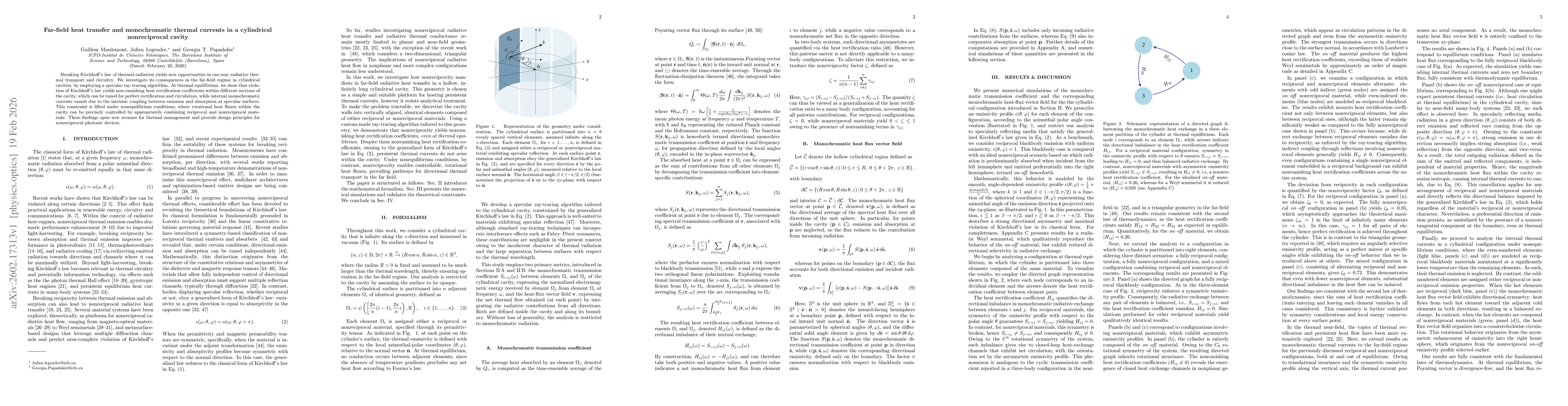 Thumbnail for Far-field heat transfer and monochromatic thermal currents in a cylindrical nonreciprocal cavity