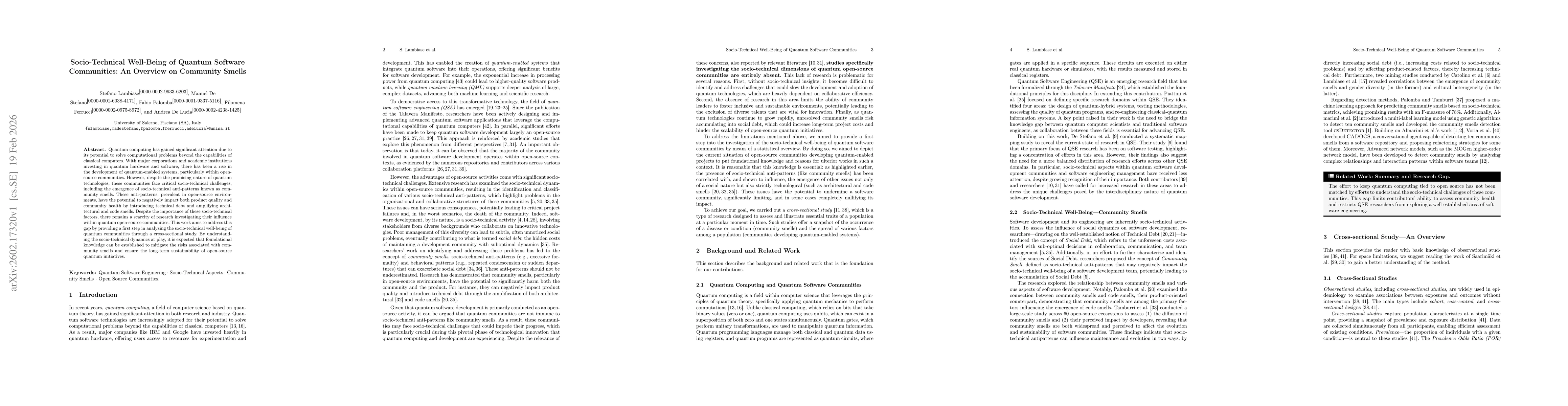 Thumbnail for Socio-Technical Well-Being of Quantum Software Communities: An Overview on Community Smells