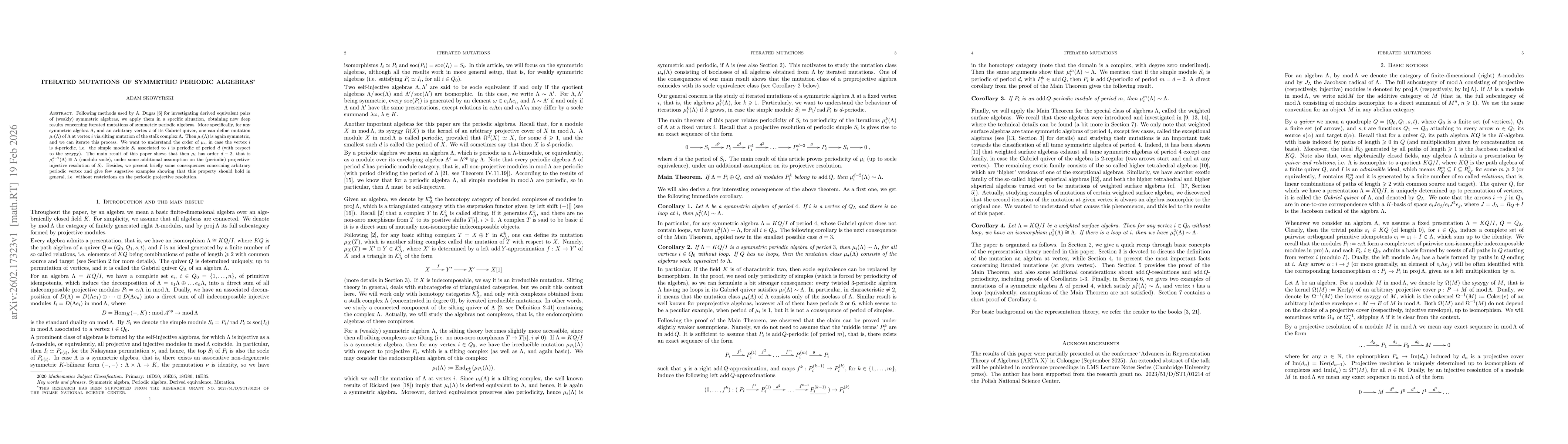 Thumbnail for Iterated mutations of symmetric periodic algebras