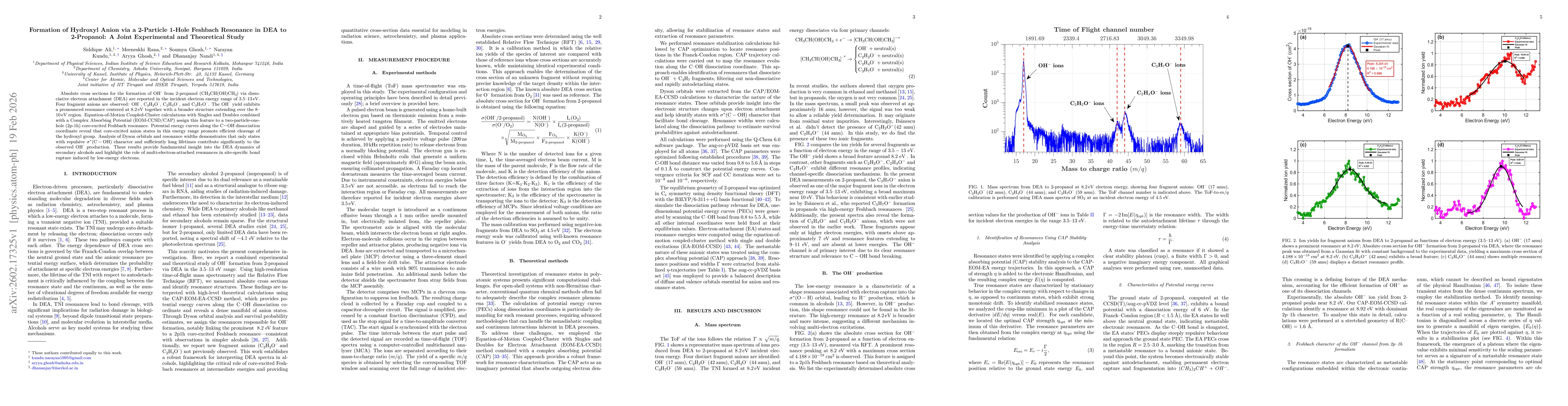 Thumbnail for Formation of Hydroxyl Anion via a 2-Particle 1-Hole Feshbach Resonance in DEA to 2-Propanol: A Joint Experimental and Theoretical Study