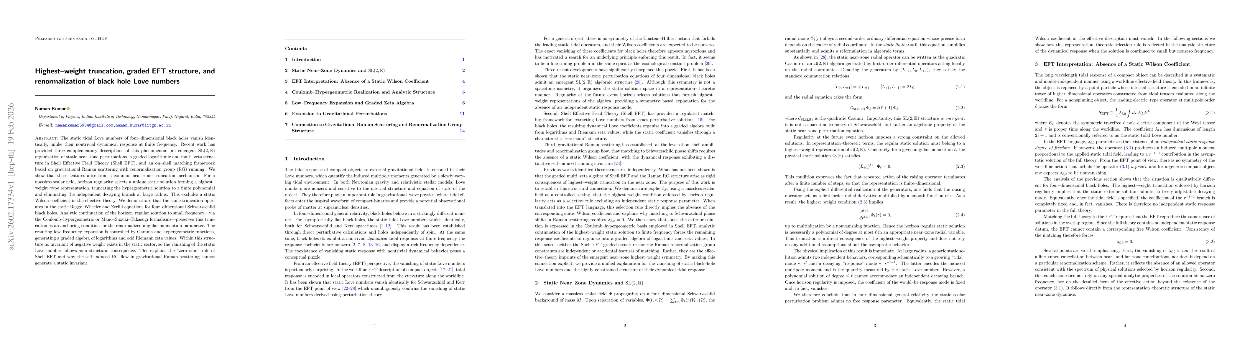 Thumbnail for Highest-weight truncation, graded EFT structure, and renormalization of black hole Love numbers