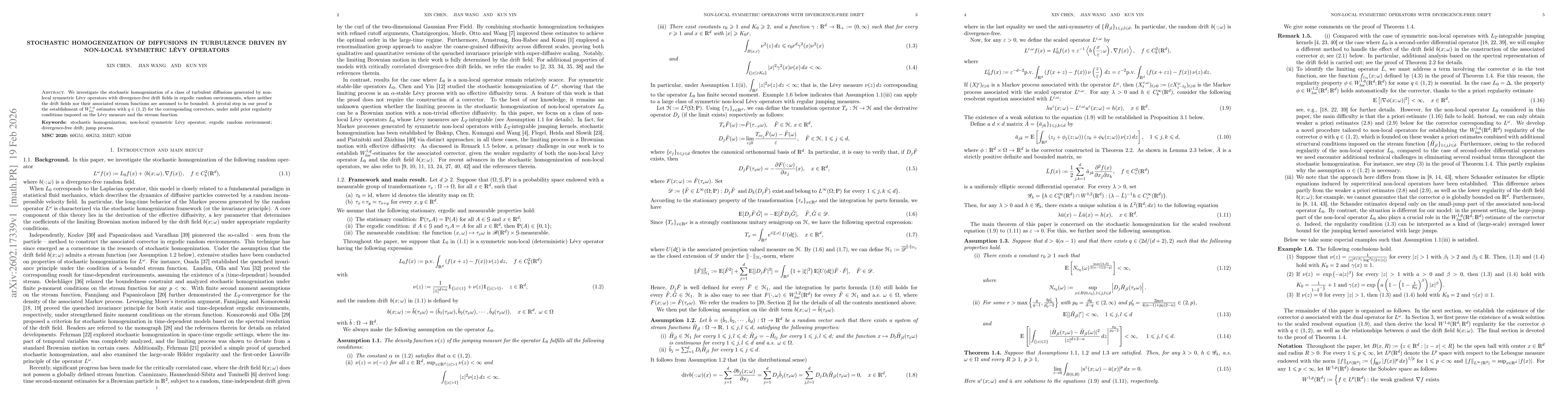 Thumbnail for Stochastic homogenization of diffusions in turbulence driven by non-local symmetric Lévy operators