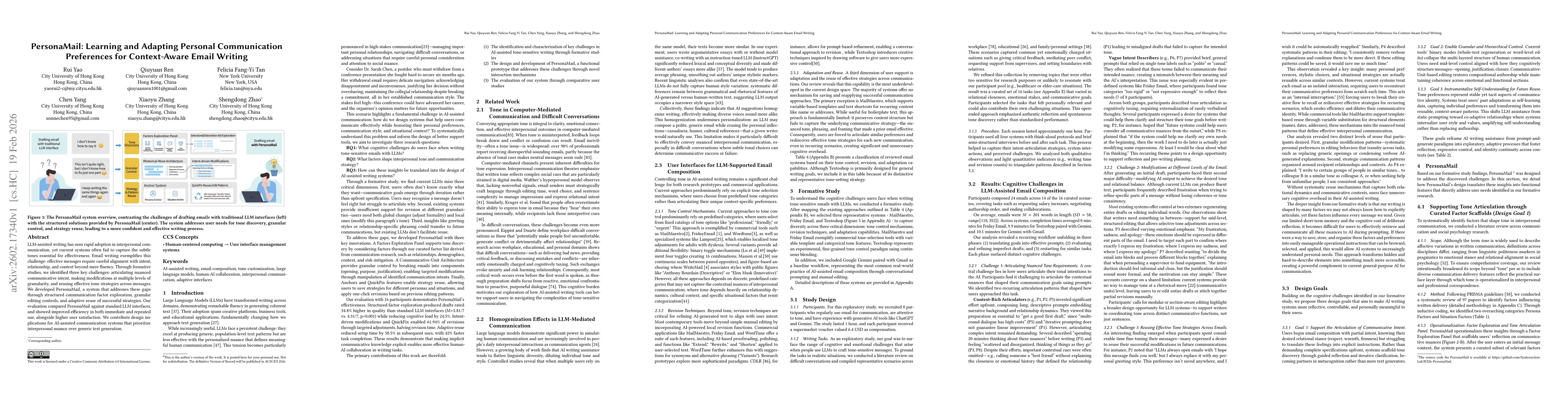 Thumbnail for PersonaMail: Learning and Adapting Personal Communication Preferences for Context-Aware Email Writing