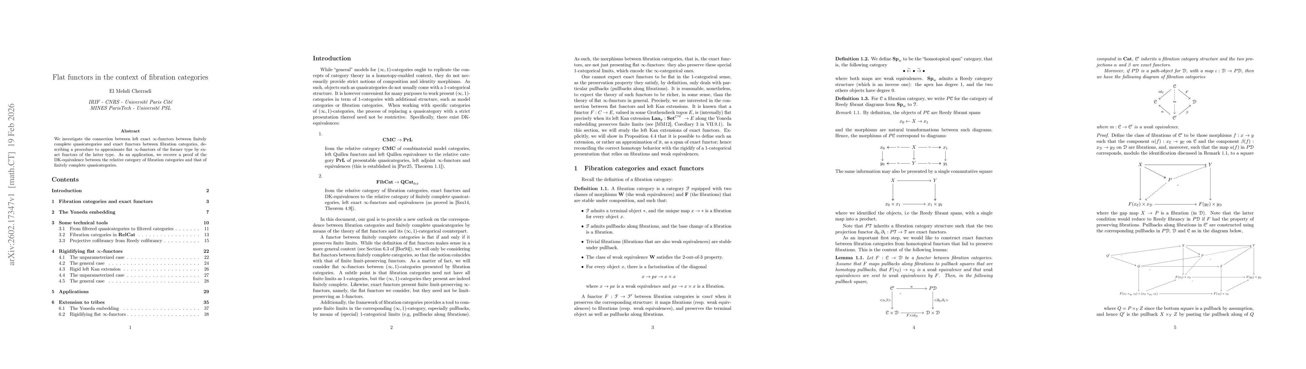 Thumbnail for Flat functors in the context of fibration categories