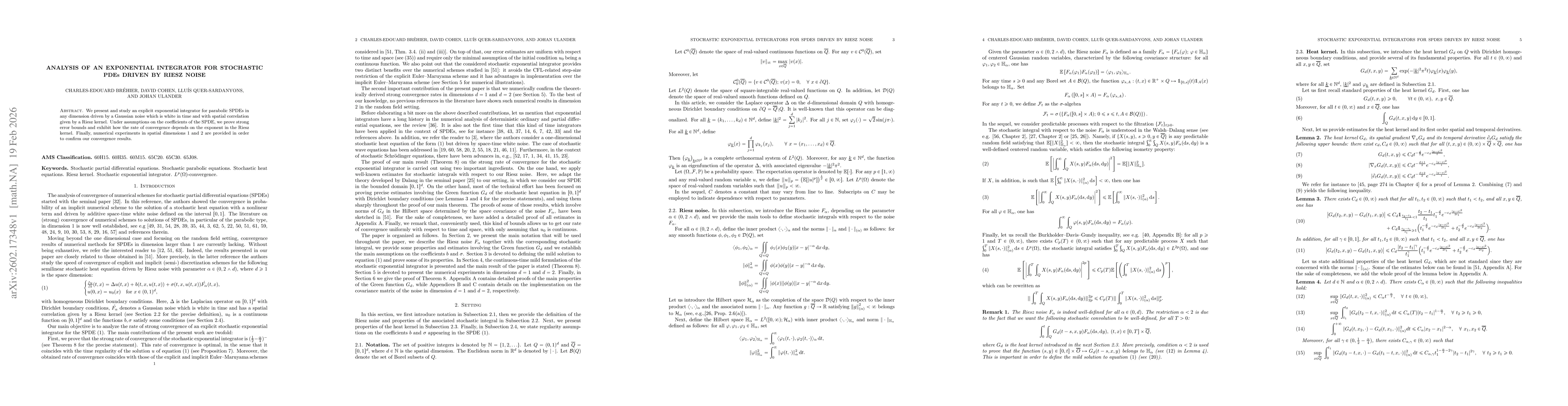 Thumbnail for Analysis of an exponential integrator for stochastic PDEs driven by Riesz noise