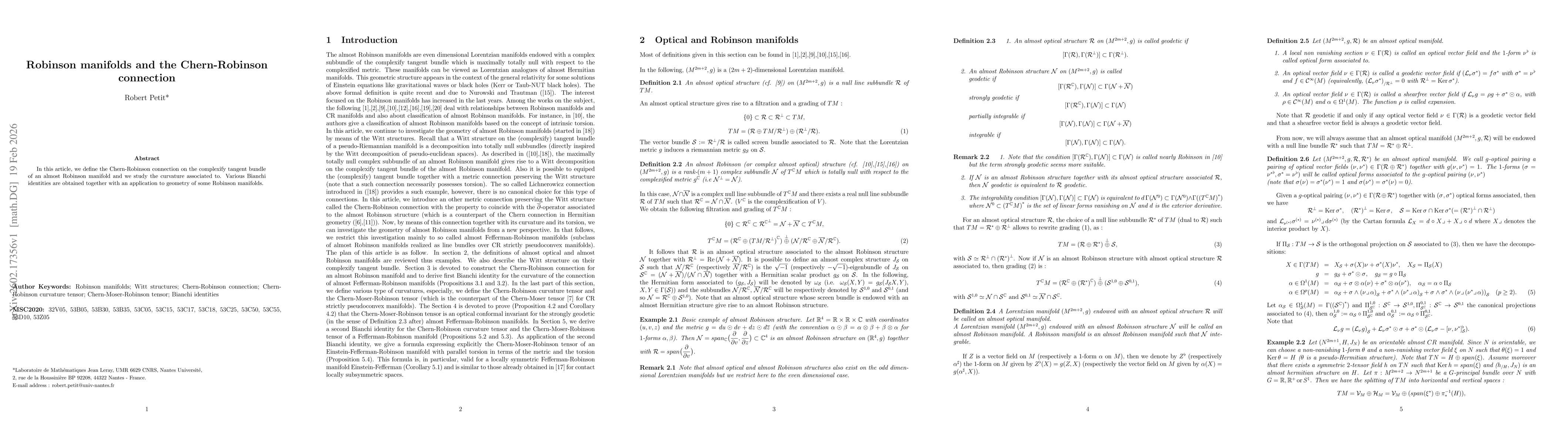 Thumbnail for Robinson manifolds and the Chern-Robinson connection