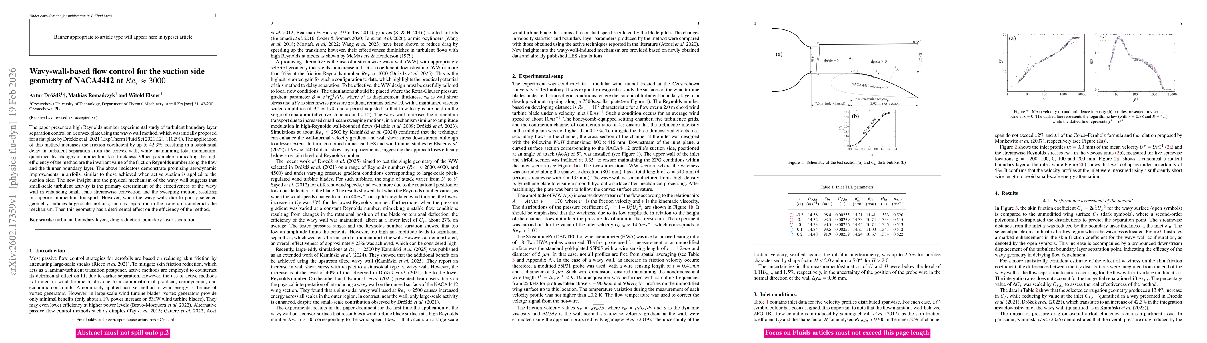 Thumbnail for Wavy-wall-based flow control for the suction side geometry of NACA4412 at Retau = 3000