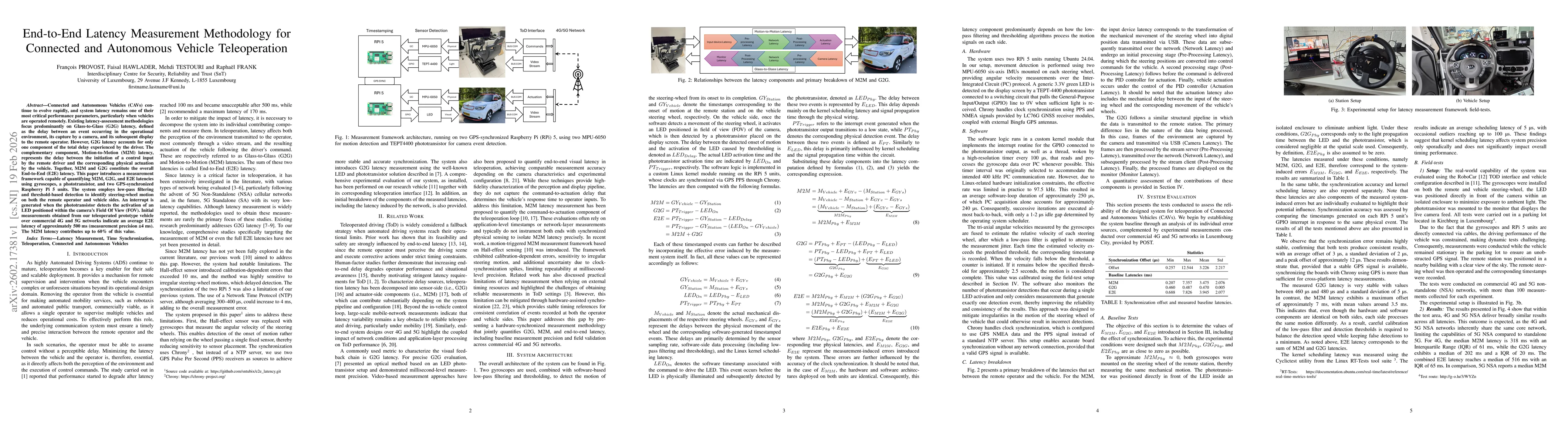 Thumbnail for End-to-End Latency Measurement Methodology for Connected and Autonomous Vehicle Teleoperation