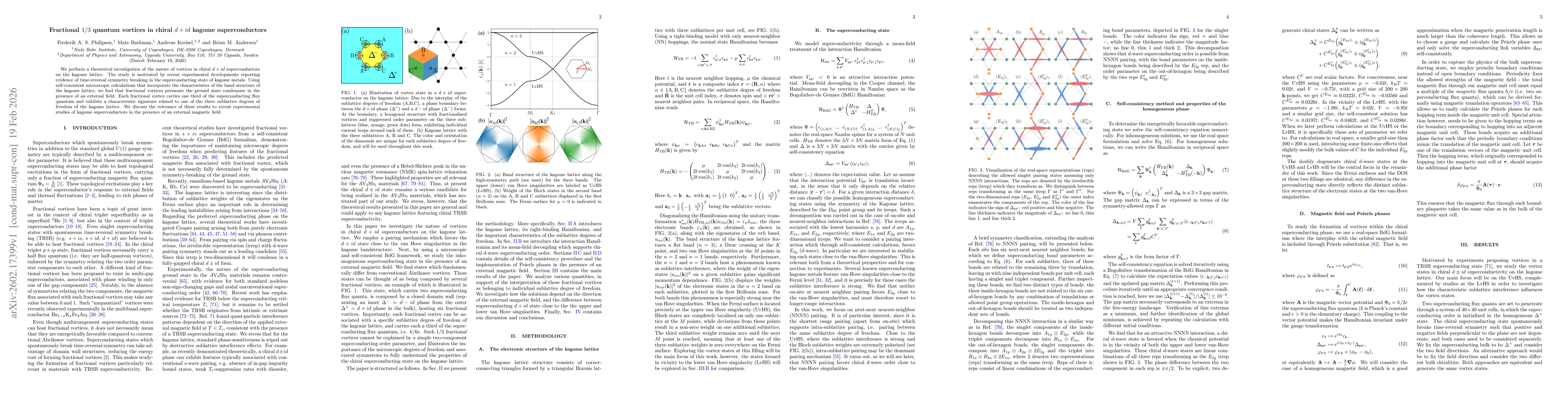 Thumbnail for Fractional $1/3$ quantum vortices in chiral $d+id$ kagome superconductors