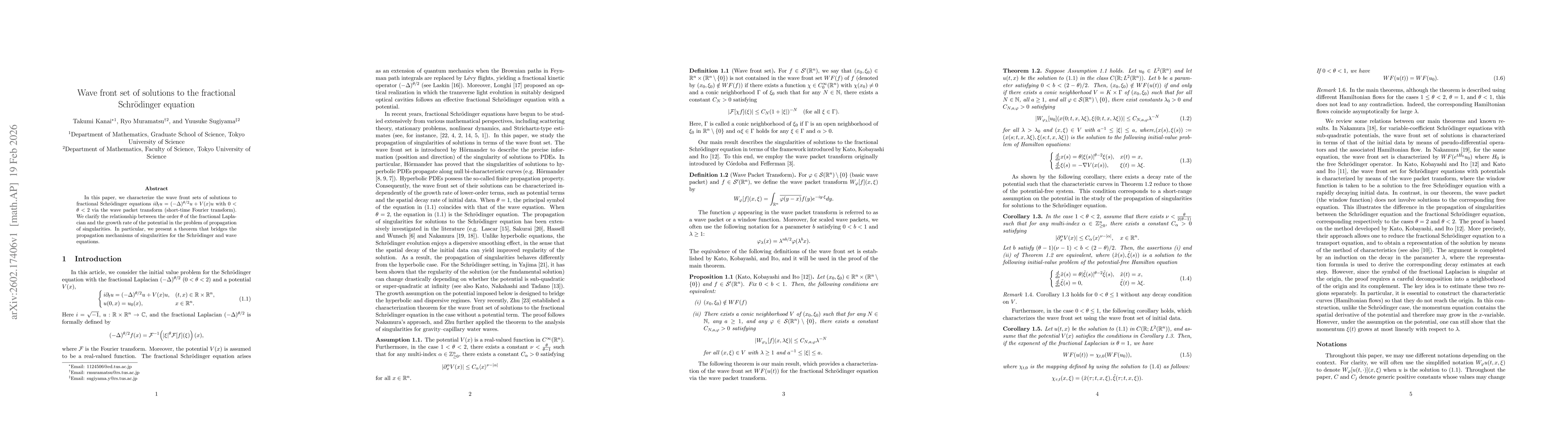 Thumbnail for Wave front set of solutions to the fractional Schrödinger equation
