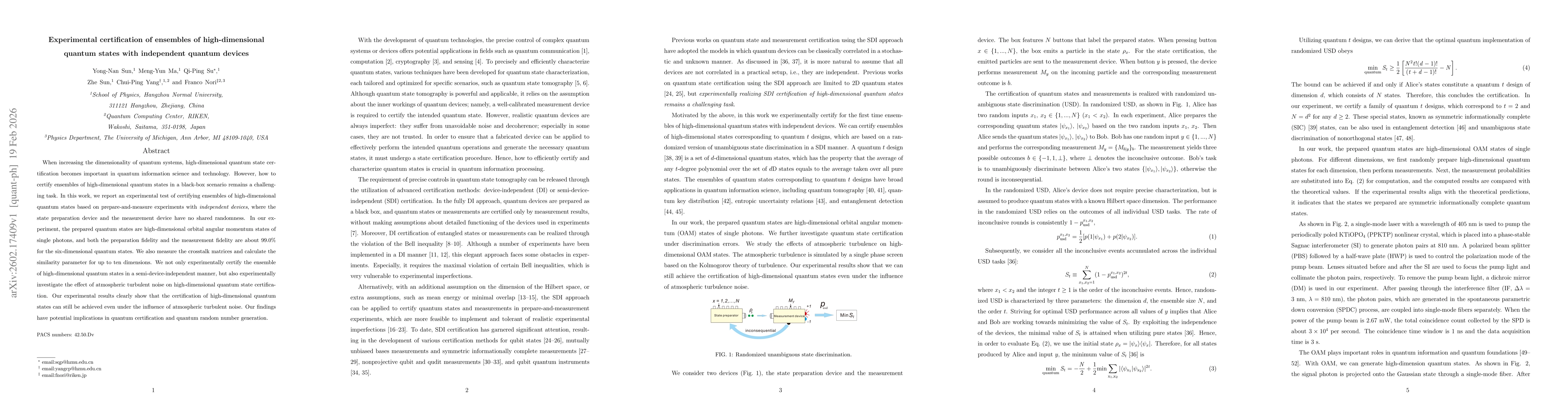 Thumbnail for Experimental certification of ensembles of high-dimensional quantum states with independent quantum devices