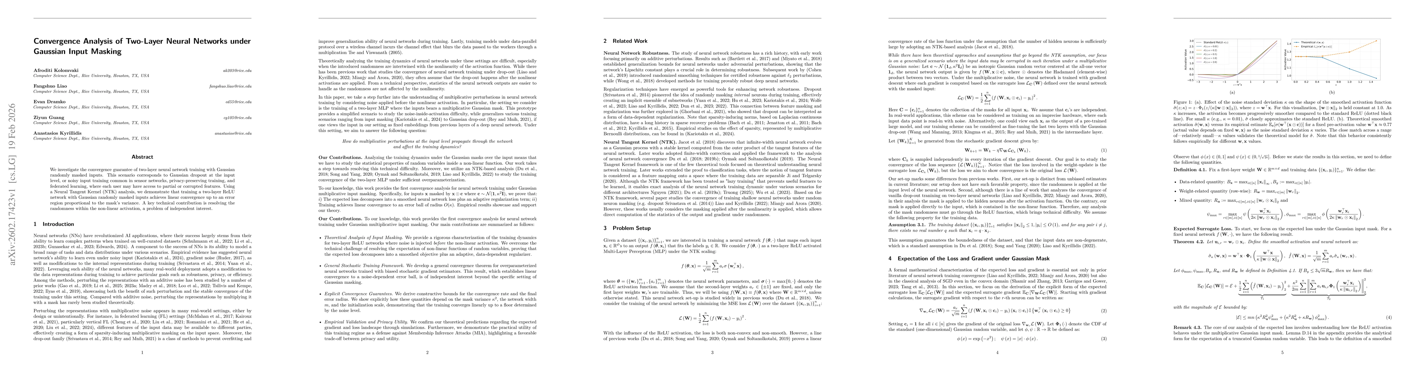 Thumbnail for Convergence Analysis of Two-Layer Neural Networks under Gaussian Input Masking
