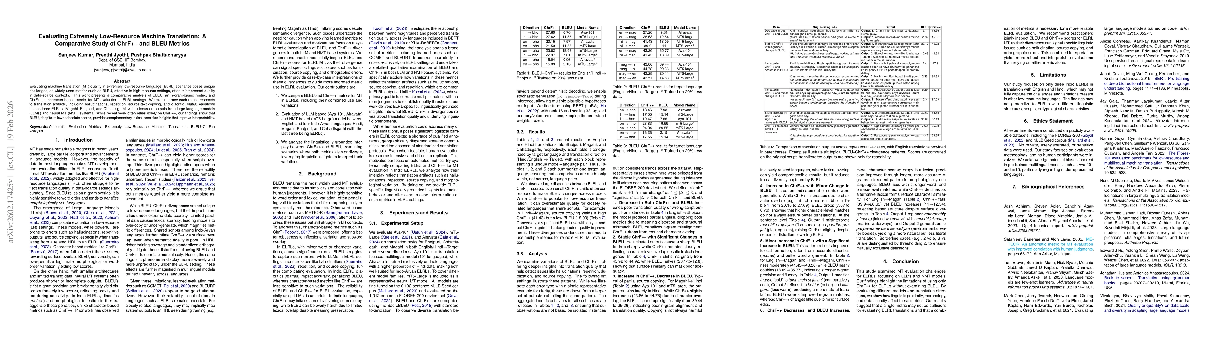Thumbnail for Evaluating Extremely Low-Resource Machine Translation: A Comparative Study of ChrF++ and BLEU Metrics