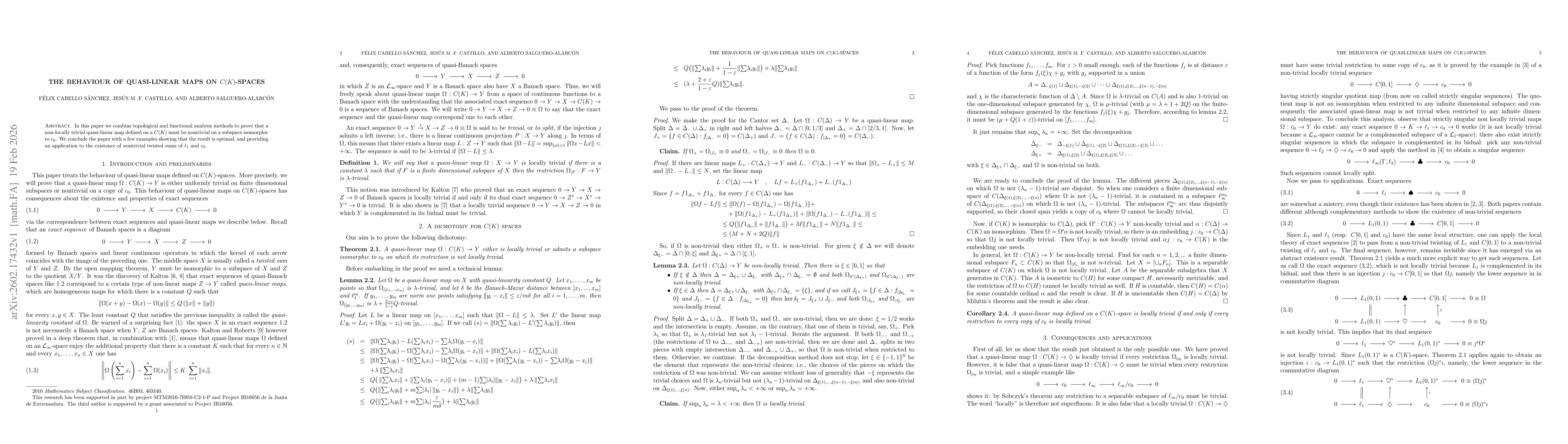 Thumbnail for The behaviour of quasi-linear maps on $C(K)$-spaces