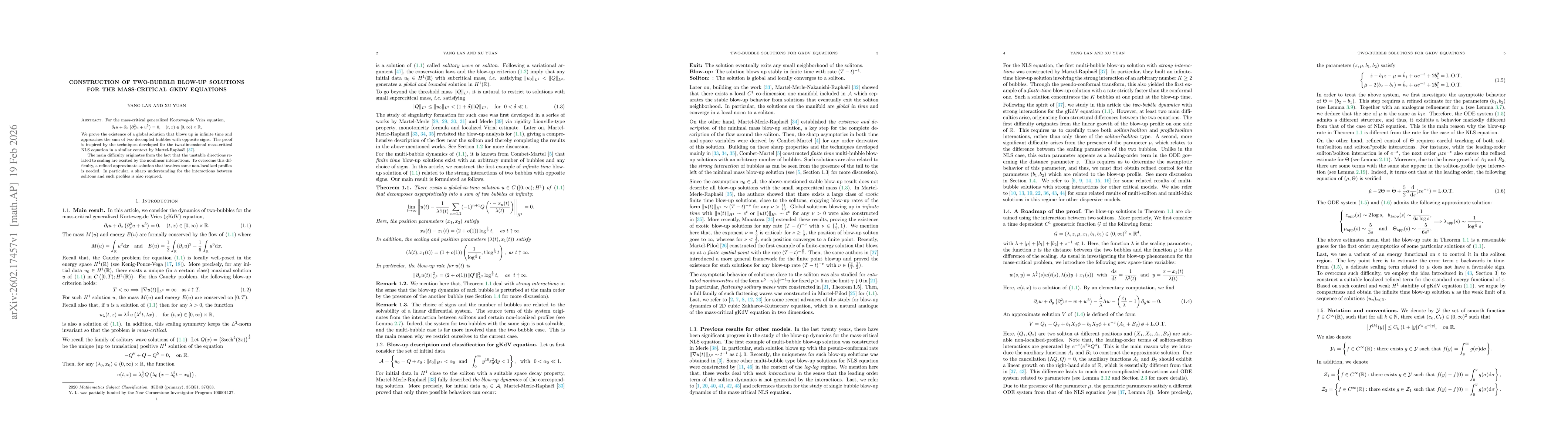 Thumbnail for Construction of two-bubble blow-up solutions for the mass-critical gKdV equations