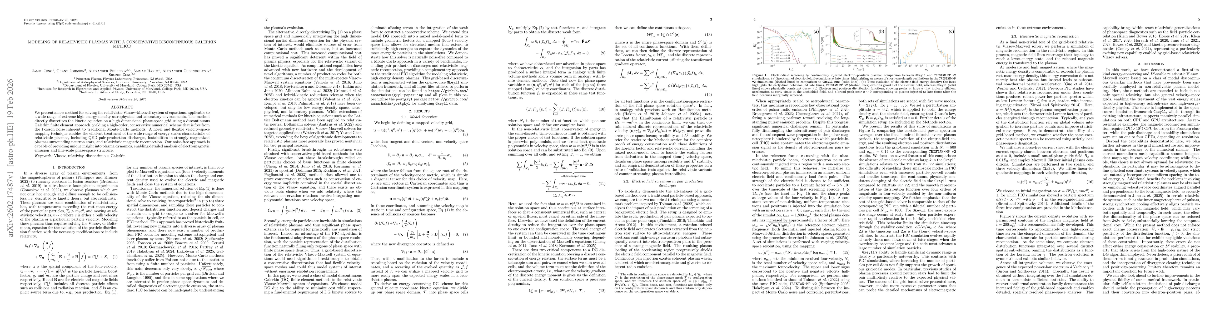 Thumbnail for Modeling of Relativistic Plasmas with a Conservative Discontinuous Galerkin Method