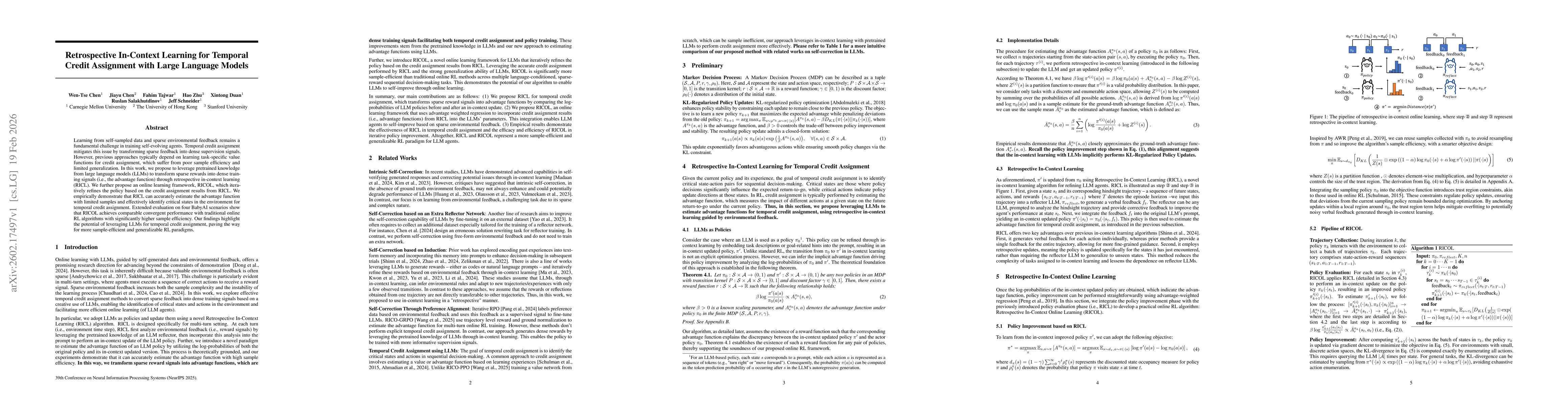 Thumbnail for Retrospective In-Context Learning for Temporal Credit Assignment with Large Language Models