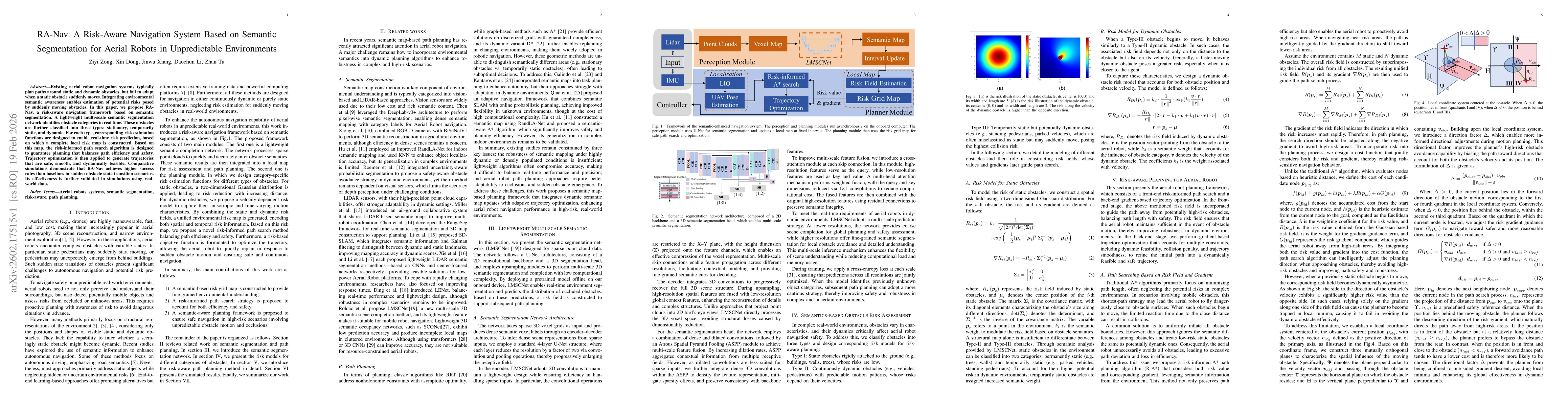 Thumbnail for RA-Nav: A Risk-Aware Navigation System Based on Semantic Segmentation for Aerial Robots in Unpredictable Environments
