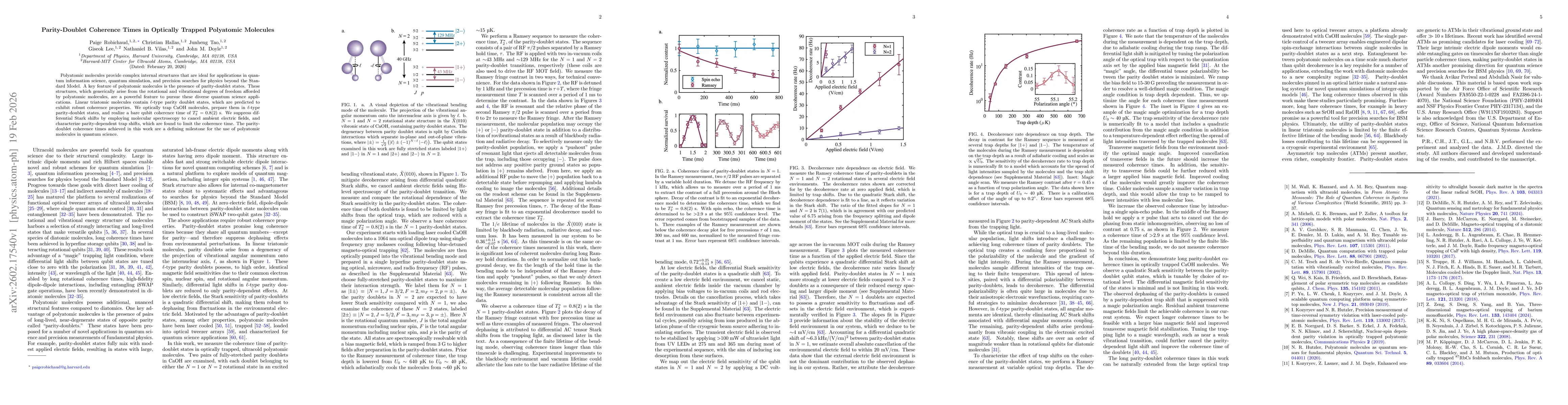 Thumbnail for Parity-Doublet Coherence Times in Optically Trapped Polyatomic Molecules