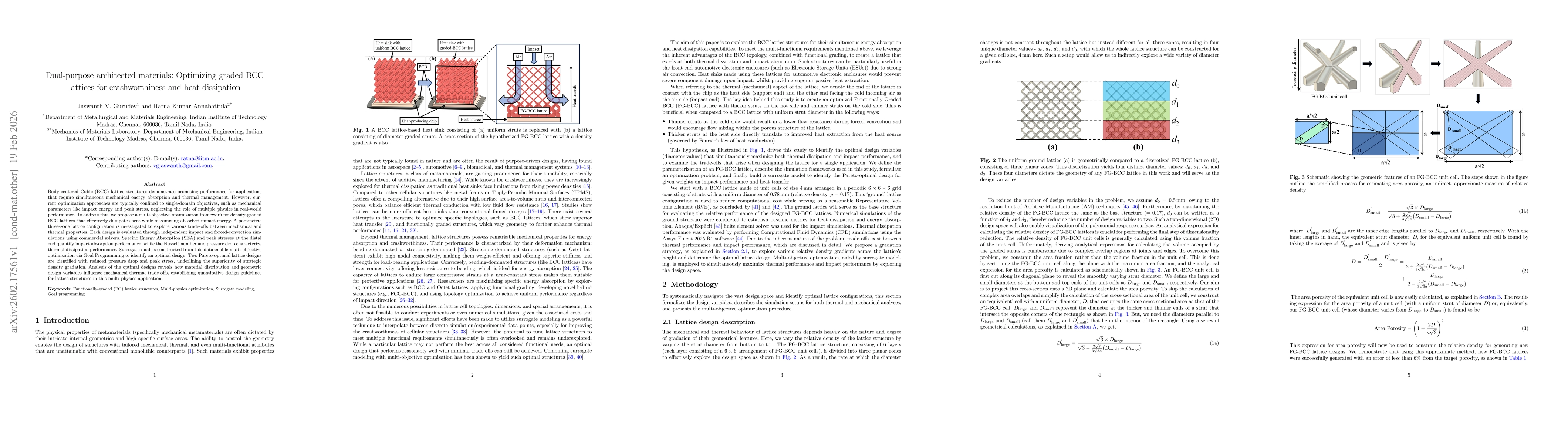 Thumbnail for Dual-purpose architected materials: Optimizing graded BCC lattices for crashworthiness and heat dissipation