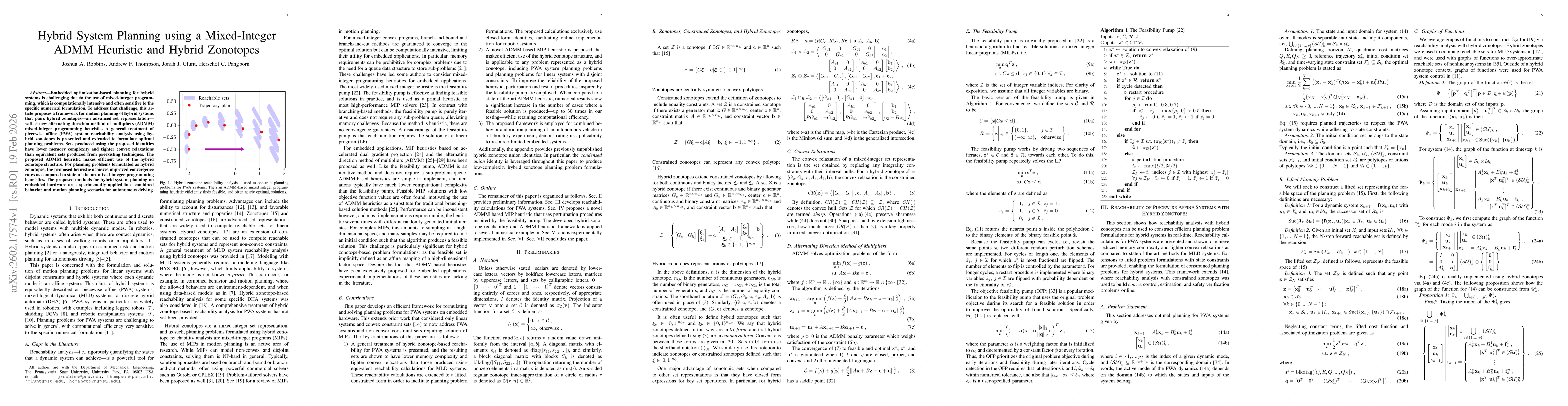 Thumbnail for Hybrid System Planning using a Mixed-Integer ADMM Heuristic and Hybrid Zonotopes