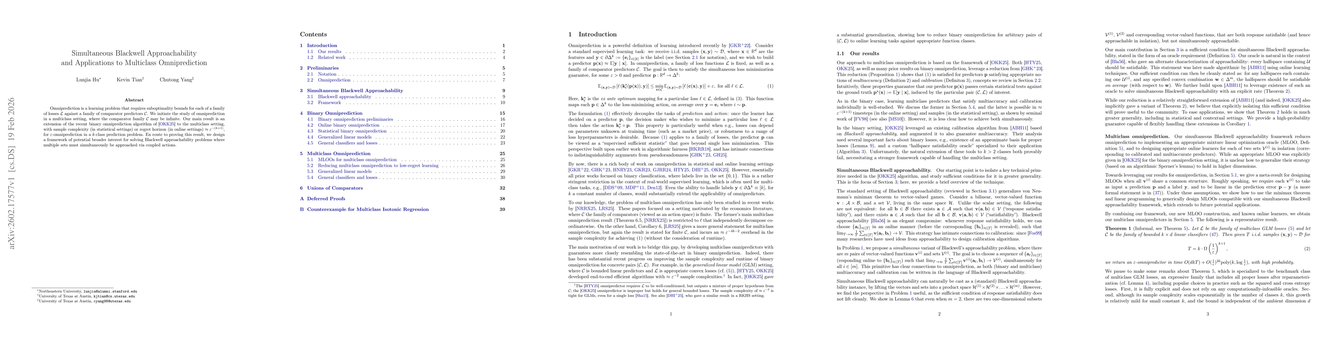 Thumbnail for Simultaneous Blackwell Approachability and Applications to Multiclass Omniprediction
