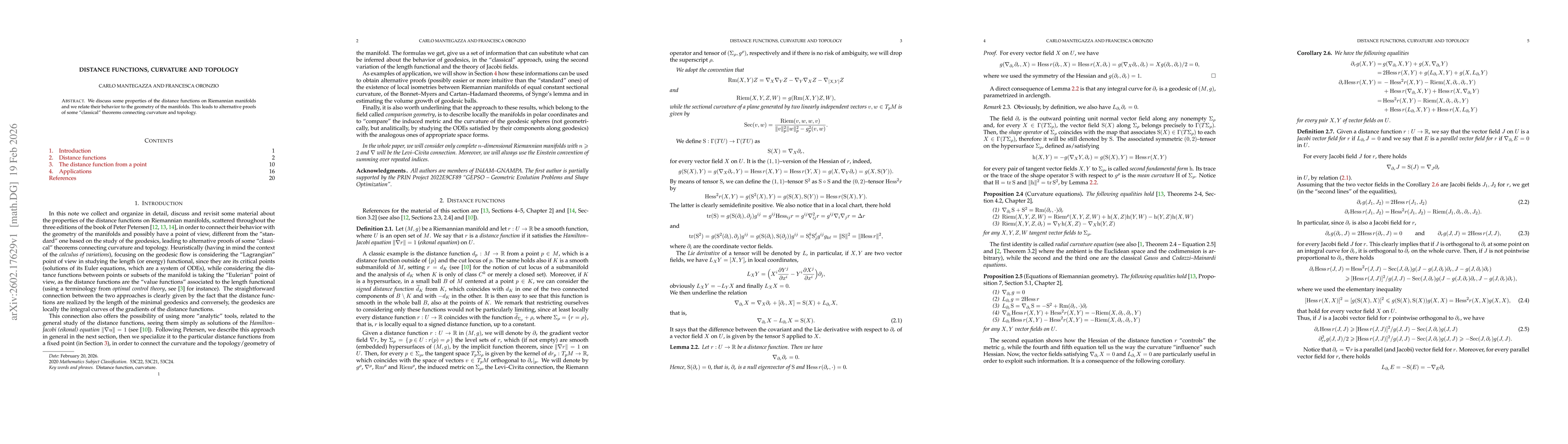 Thumbnail for Distance Functions, Curvature and Topology