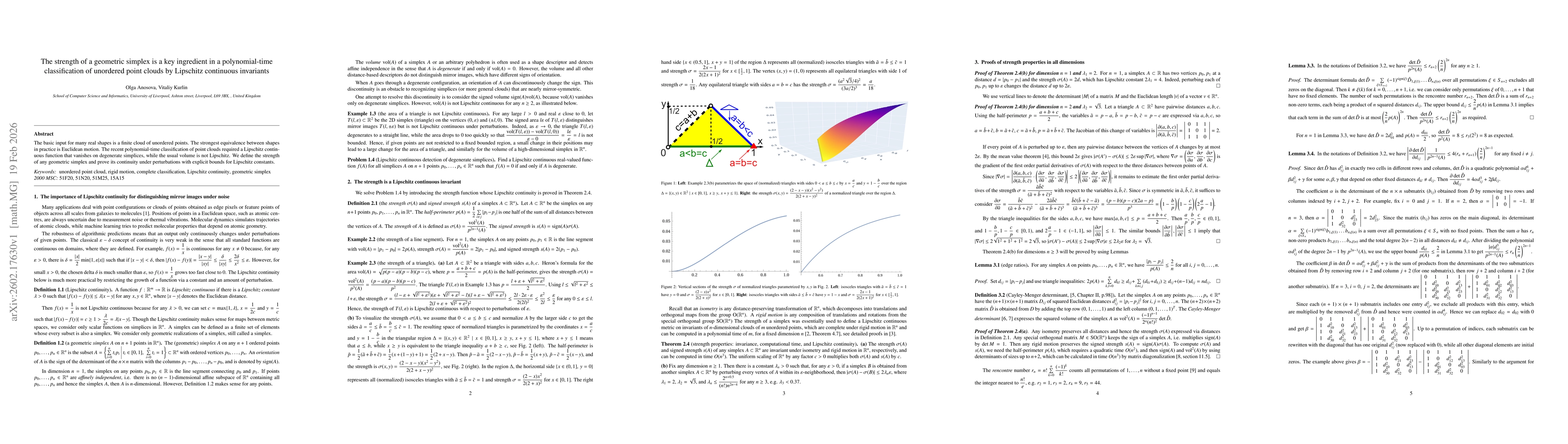Thumbnail for The strength of a geometric simplex is a key ingredient in a polynomial-time classification of unordered point clouds by Lipschitz continuous invariants