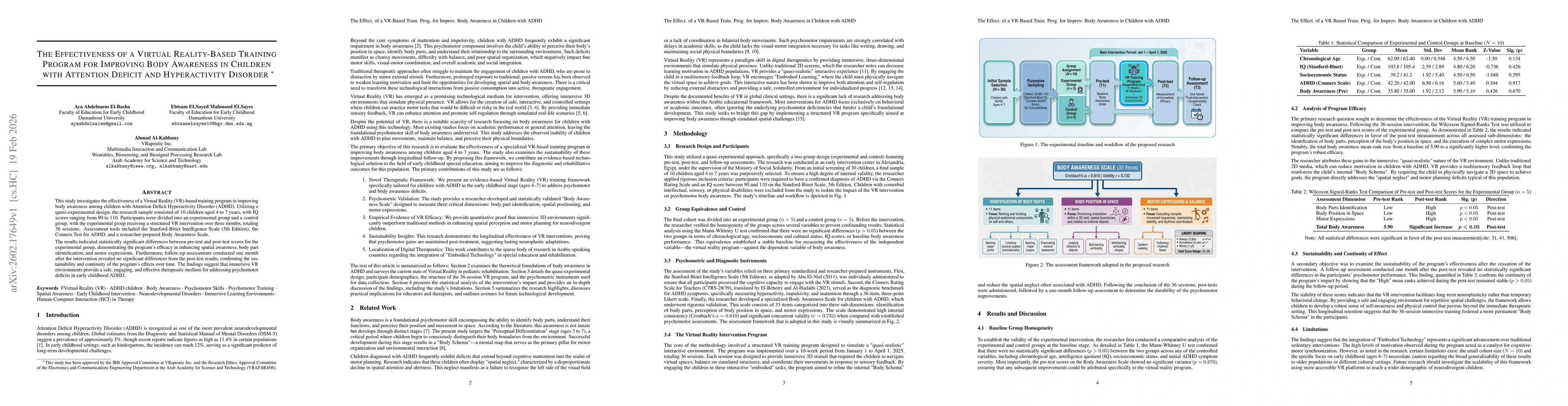 Thumbnail for The Effectiveness of a Virtual Reality-Based Training Program for Improving Body Awareness in Children with Attention Deficit and Hyperactivity Disorder
