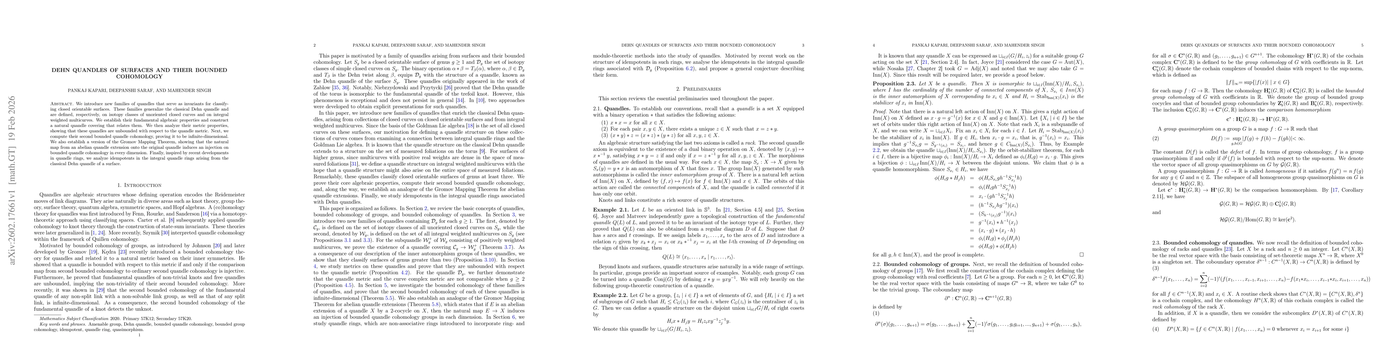 Thumbnail for Dehn quandles of surfaces and their bounded cohomology