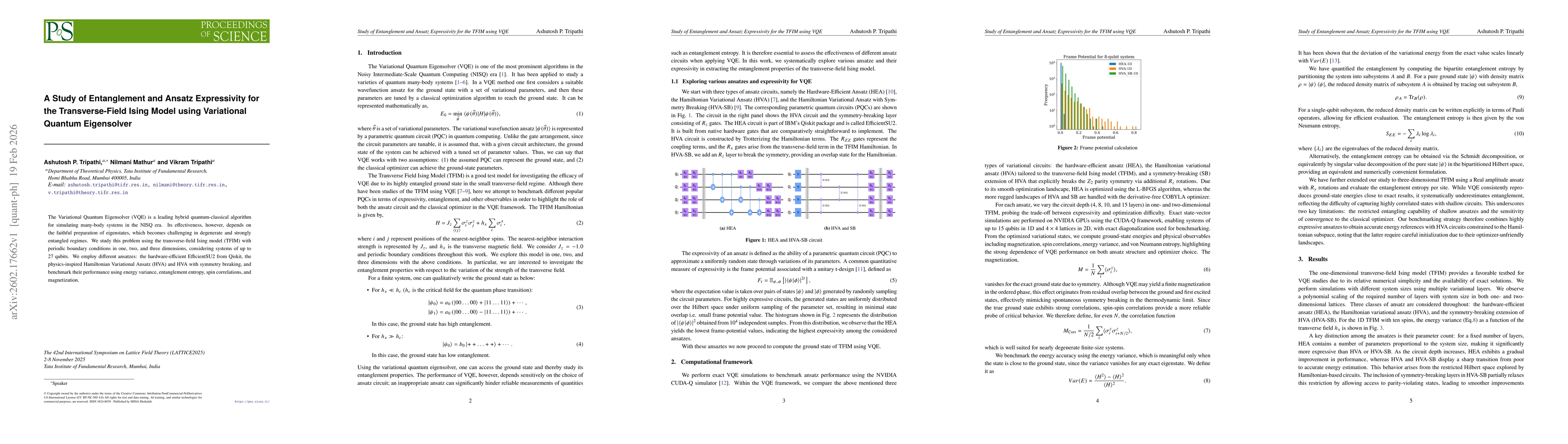 Thumbnail for A Study of Entanglement and Ansatz Expressivity for the Transverse-Field Ising Model using Variational Quantum Eigensolver