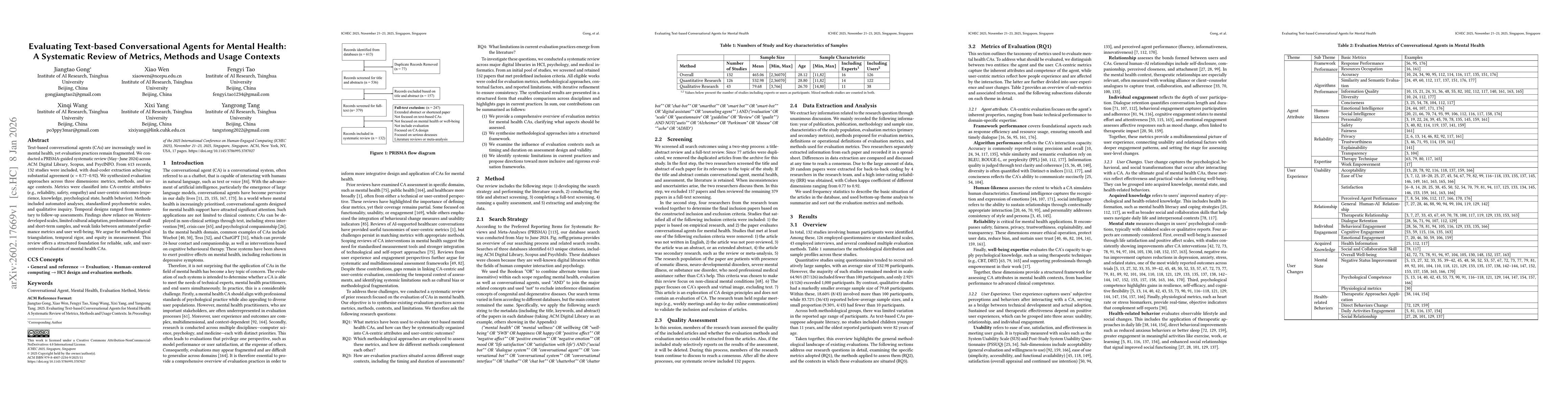 Thumbnail for Evaluating Text-based Conversational Agents for Mental Health: A Systematic Review of Metrics, Methods and Usage Contexts
